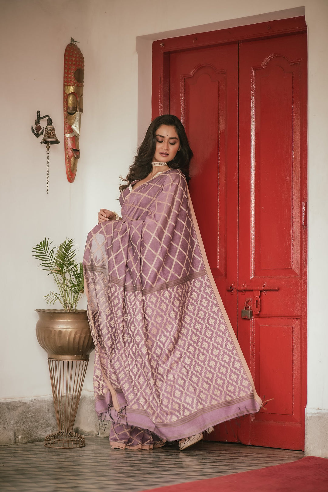 Royal Pastel Mauve Jamdani Saree