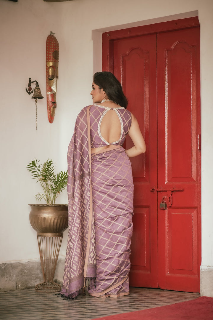 Royal Pastel Mauve Jamdani Saree