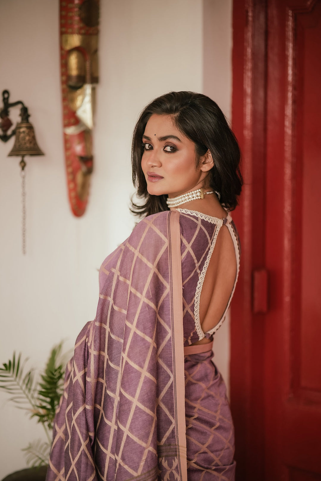 Royal Pastel Mauve Jamdani Saree