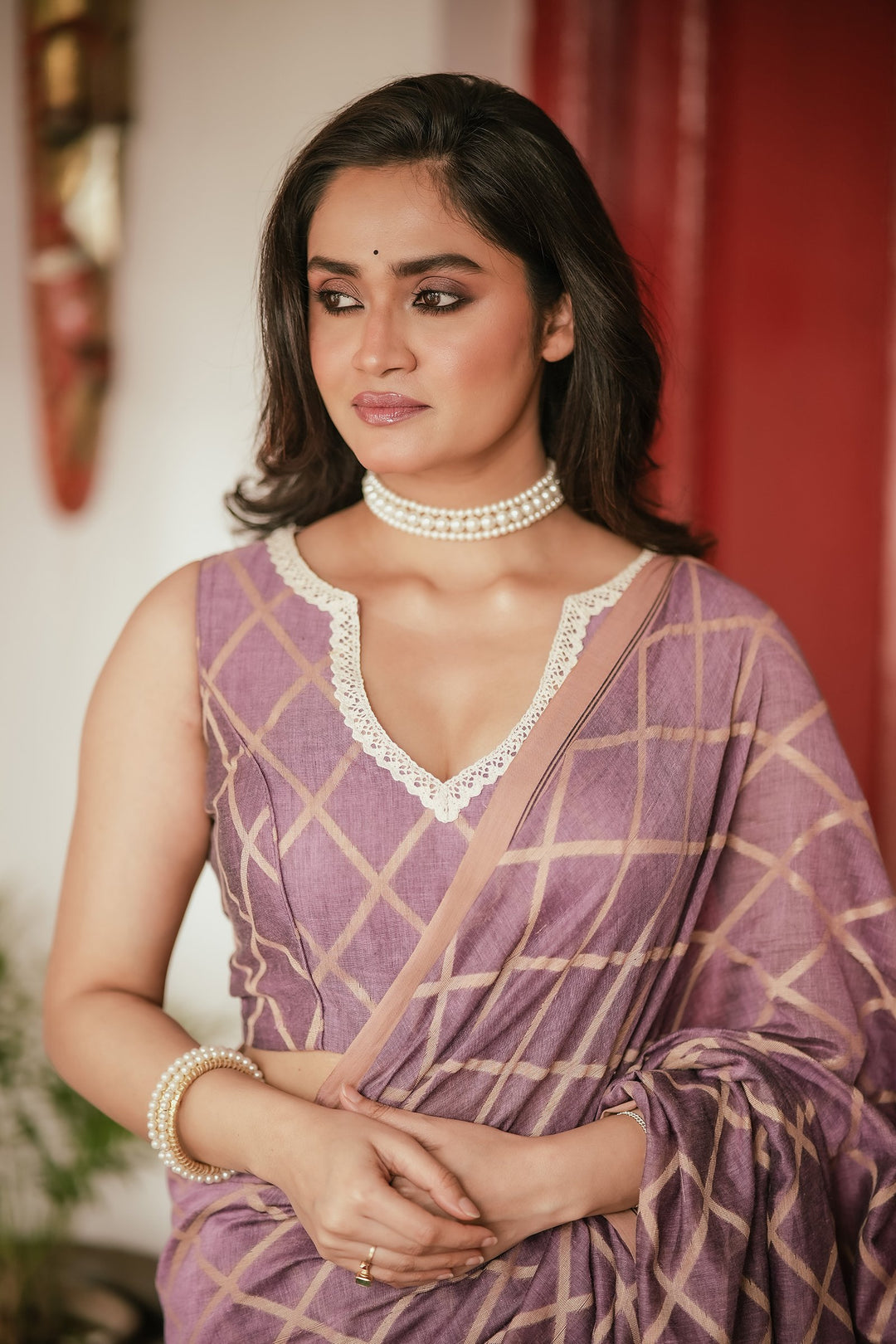 Royal Pastel Mauve Jamdani Saree