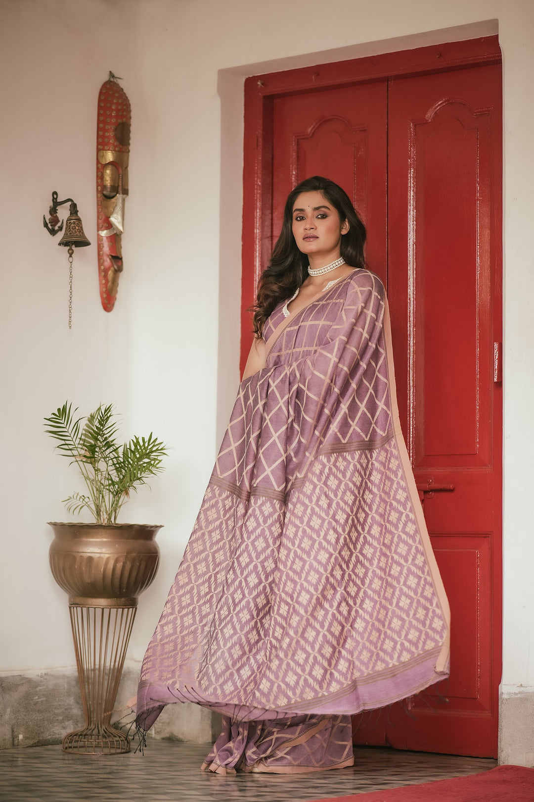 Royal Pastel Mauve Jamdani Saree