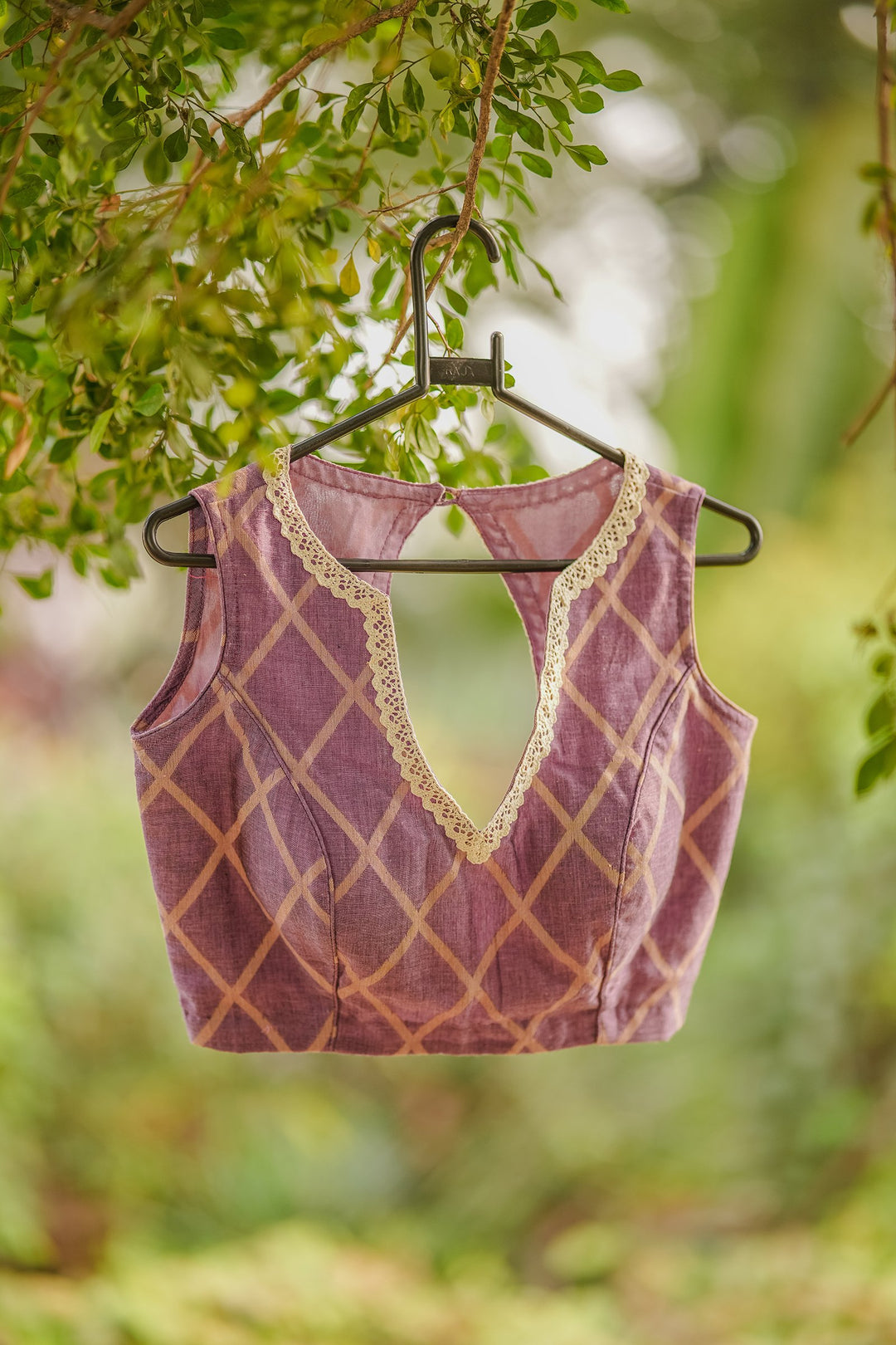 Elysian Diamond Lace Mauve Jamdani Blouse