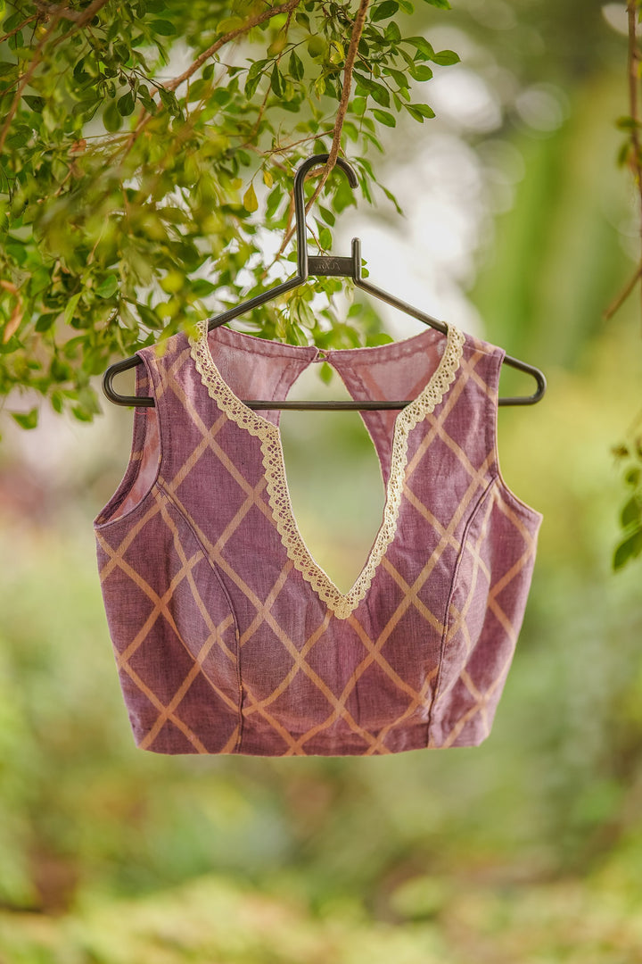 Elysian Diamond Lace Mauve Jamdani Blouse