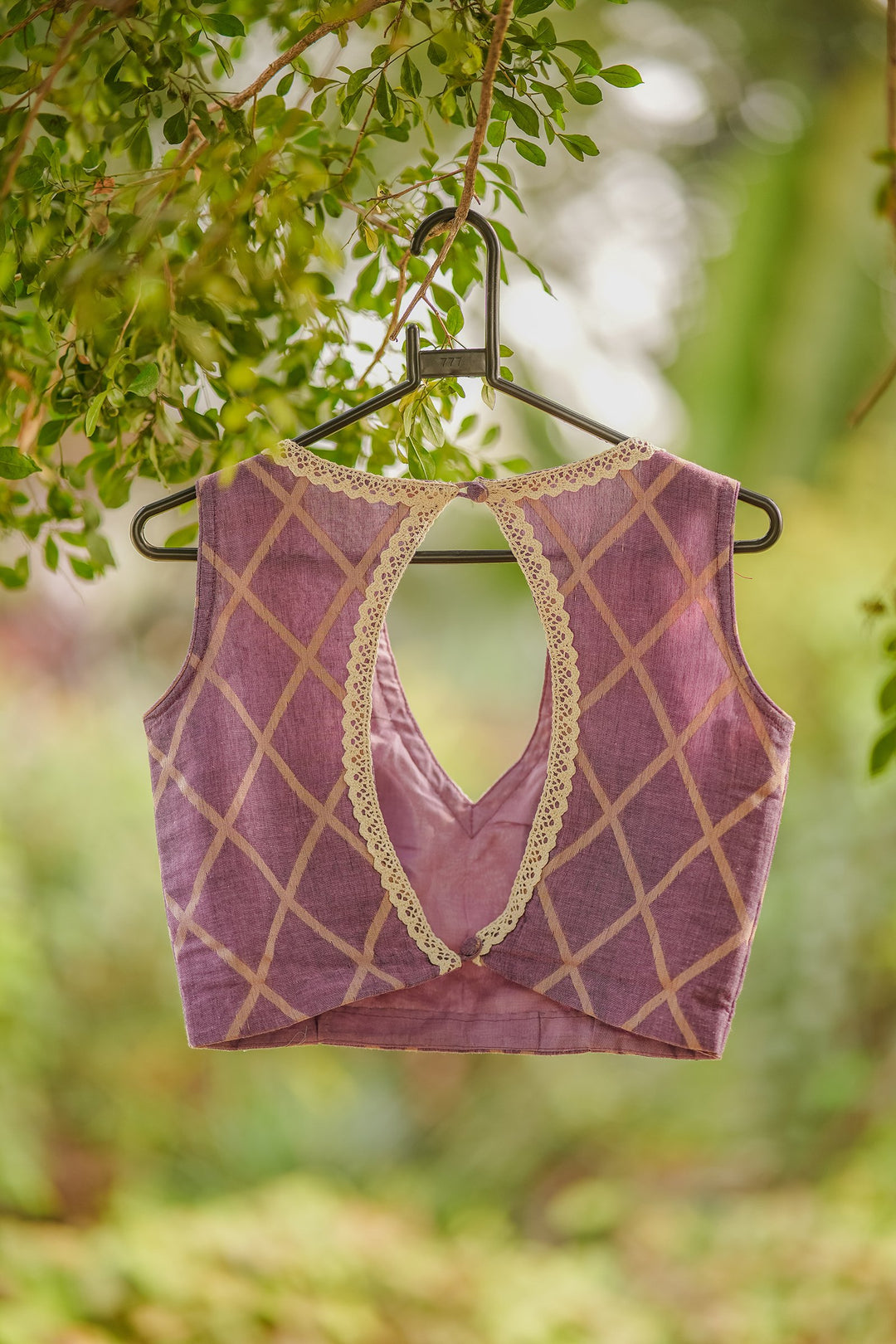 Elysian Diamond Lace Mauve Jamdani Blouse