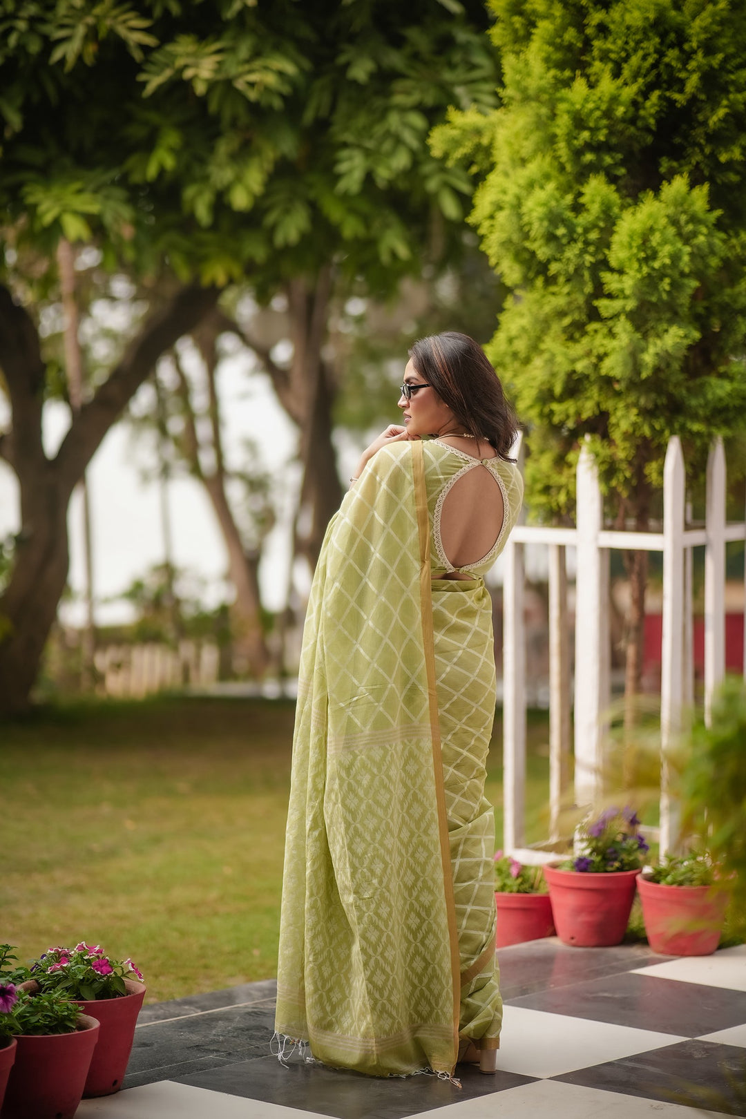 Elysian Pastel Green Jamdani Saree