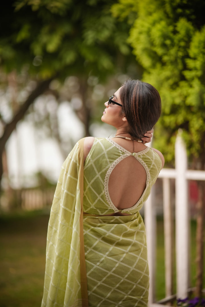 Elysian Pastel Green Jamdani Saree