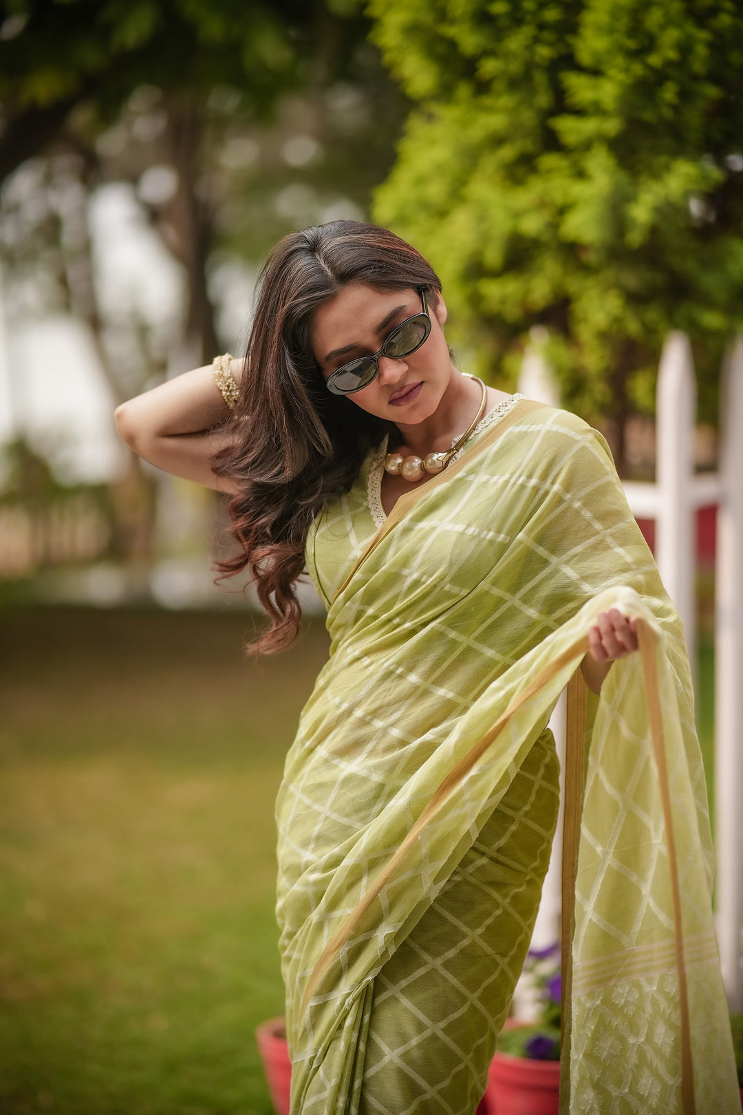 Elysian Pastel Green Jamdani Saree