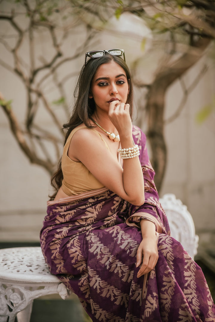 Lavender Lush Jamdani Saree