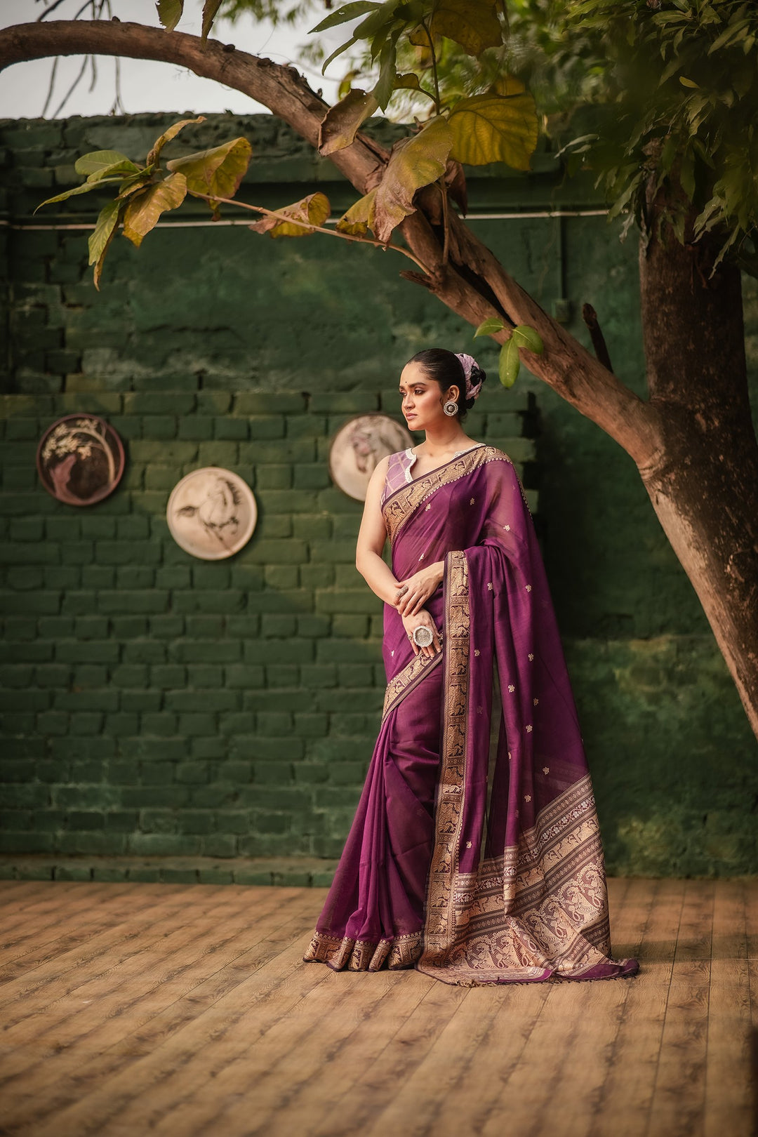 Regal Violet Jamdani Baluchari Saree