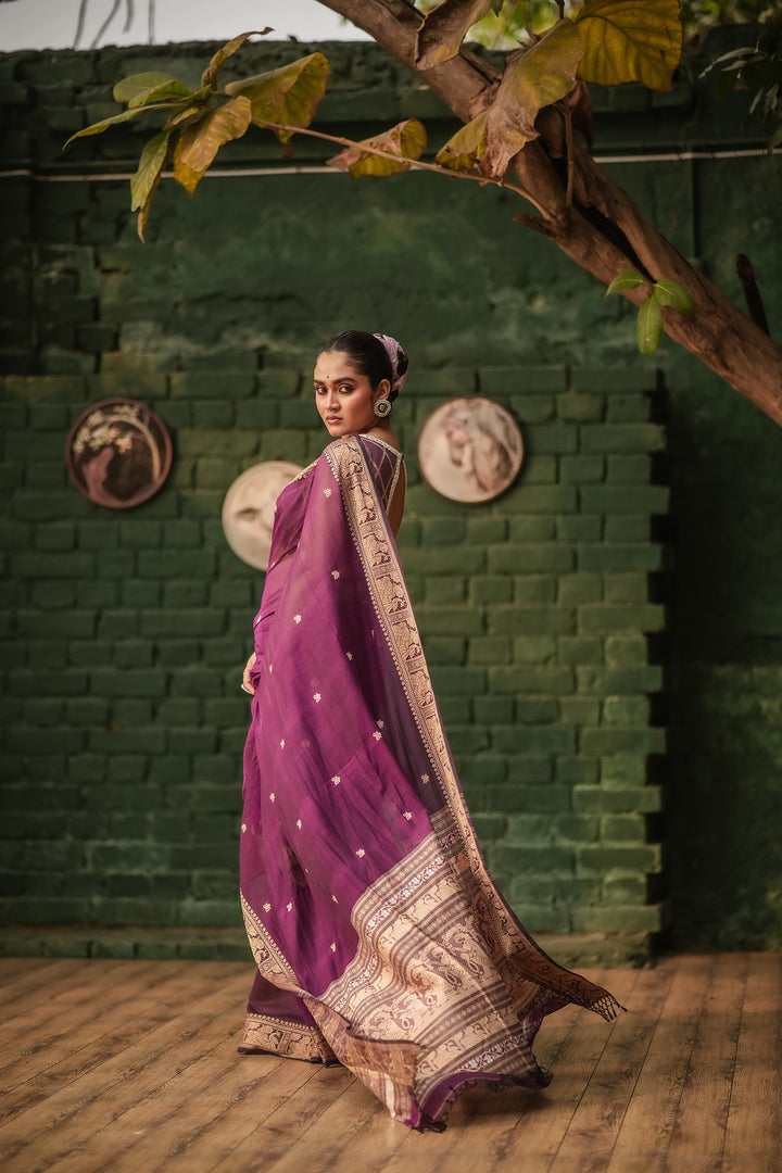 Regal Violet Jamdani Baluchari Saree