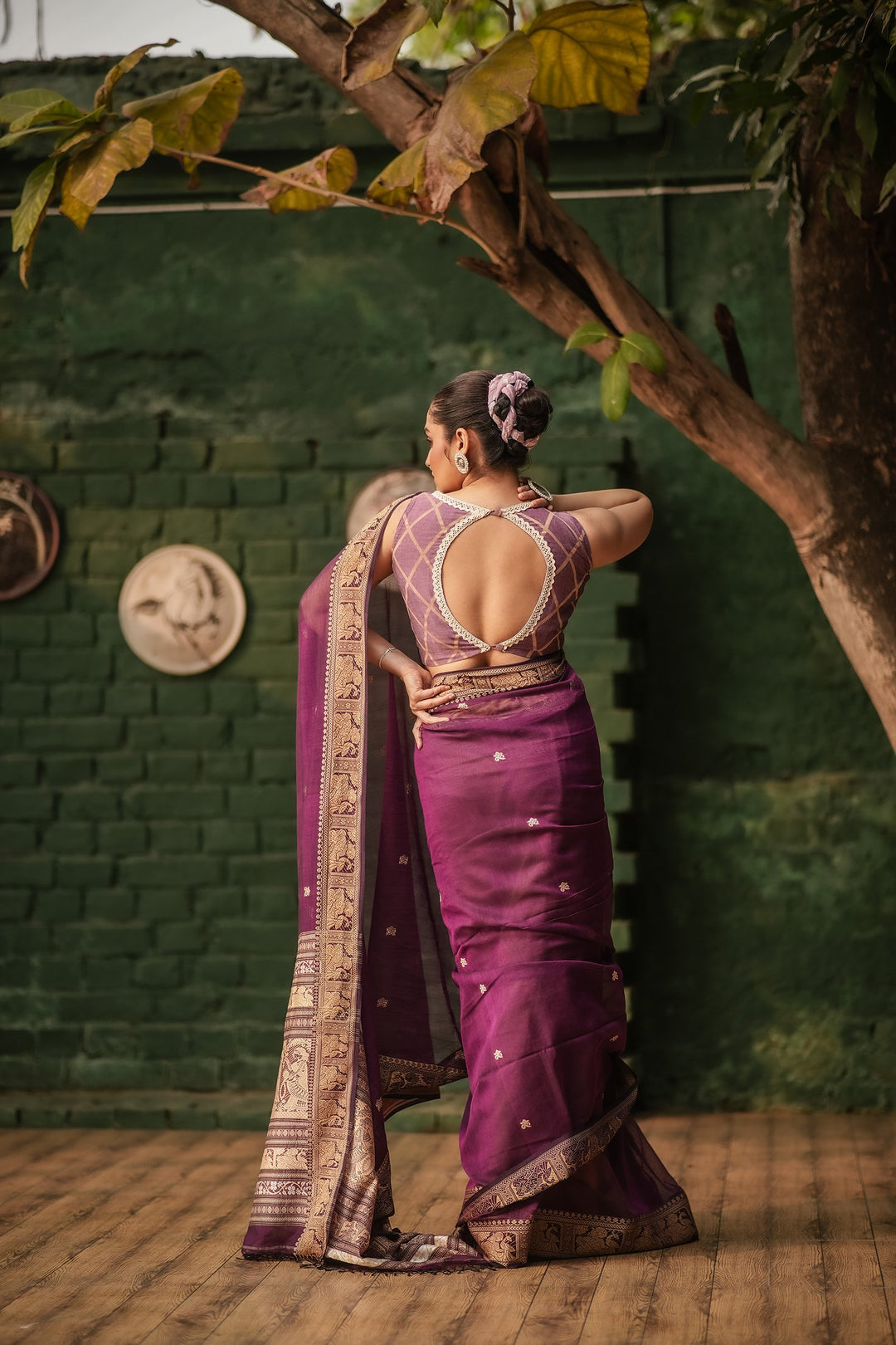 Regal Violet Jamdani Baluchari Saree