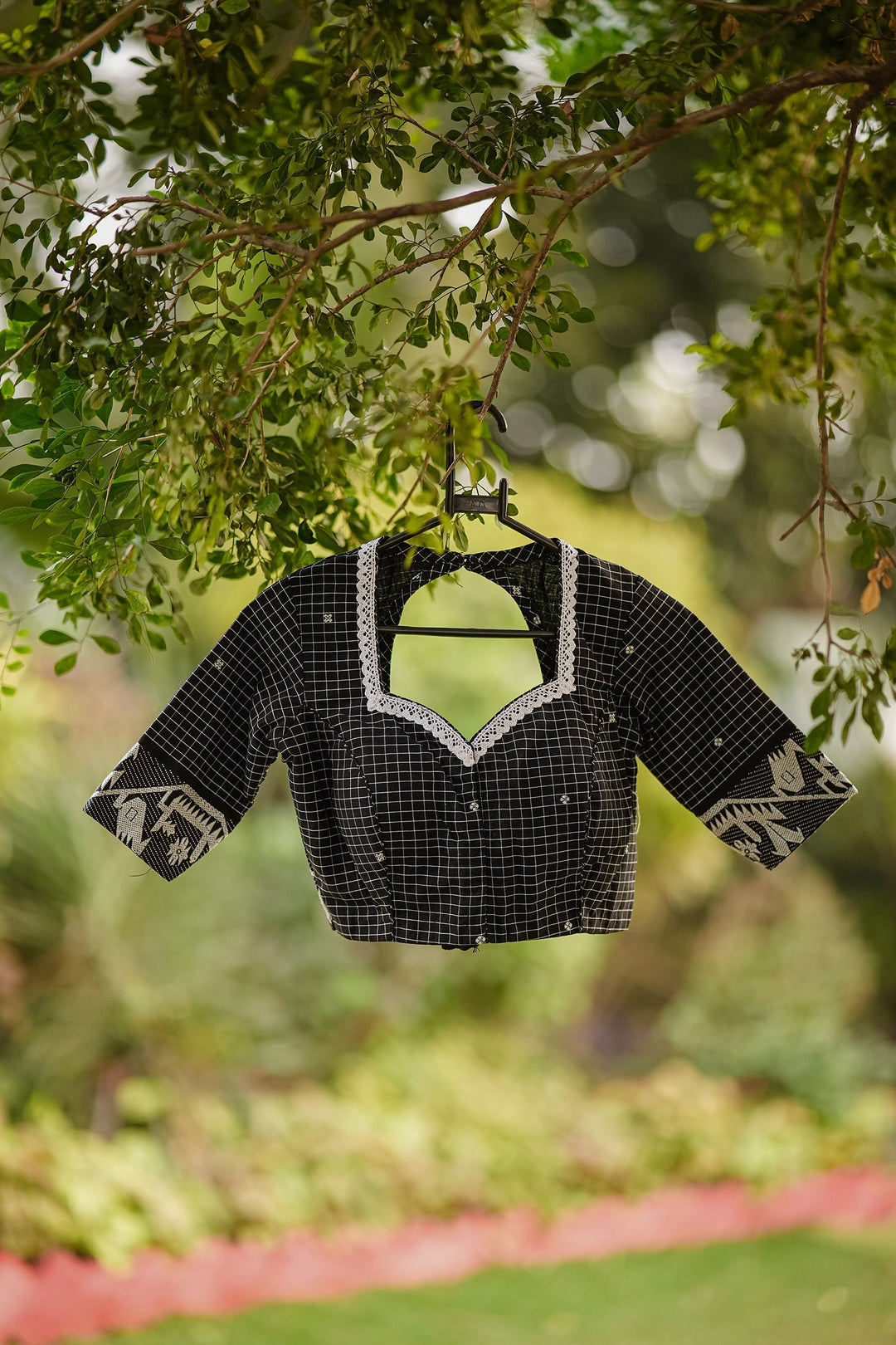 Queen Checkered Black Box Jamdani blouse