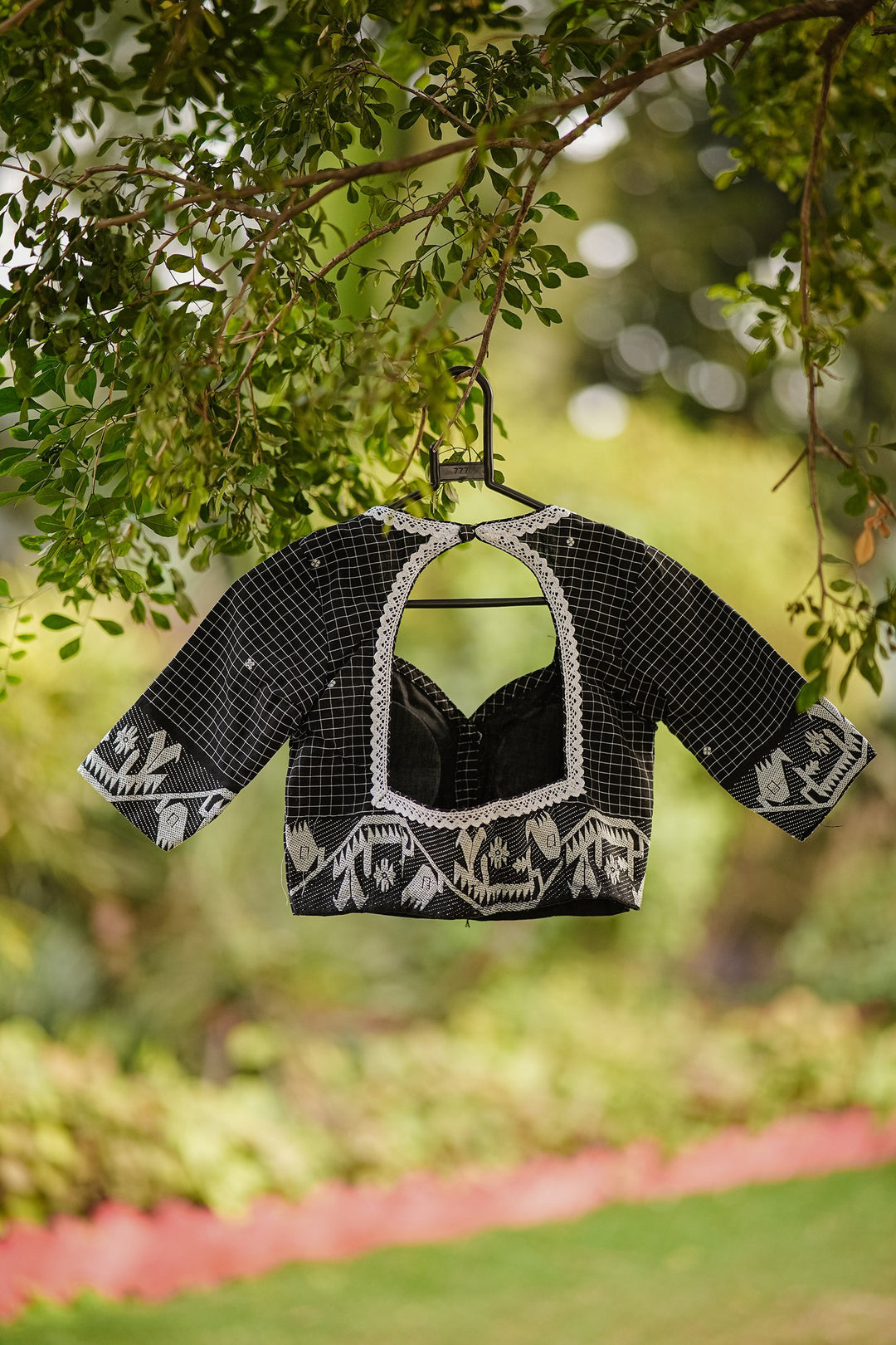 Queen Checkered Black Box Jamdani blouse