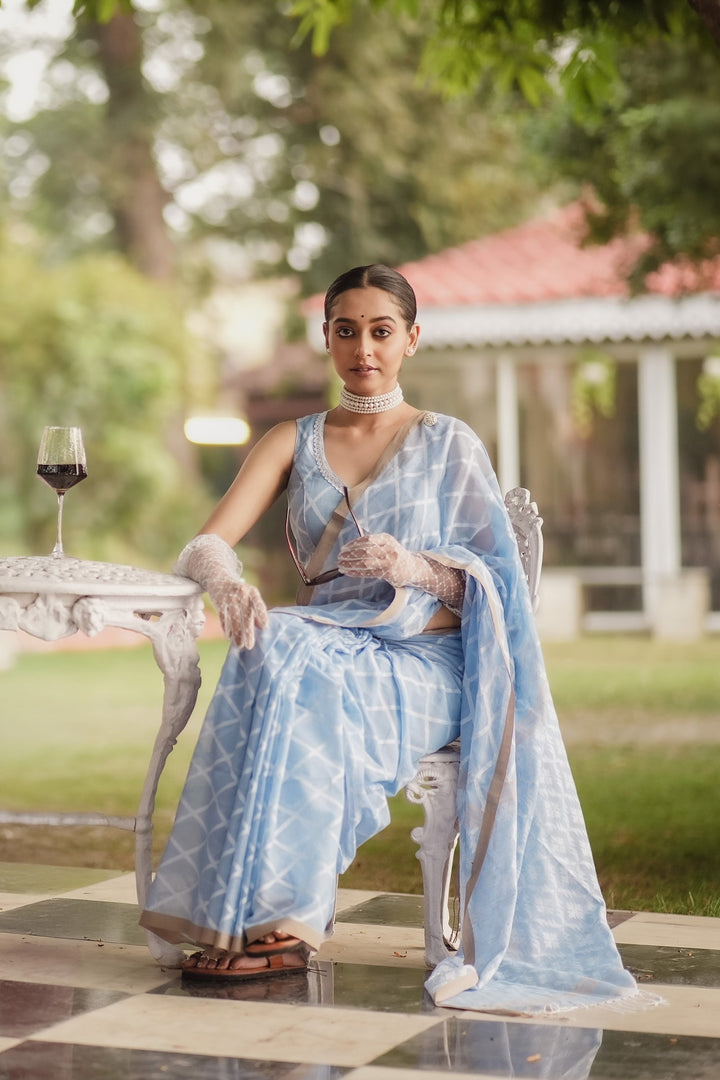 Elysian Pastel Sky Jamdani Saree