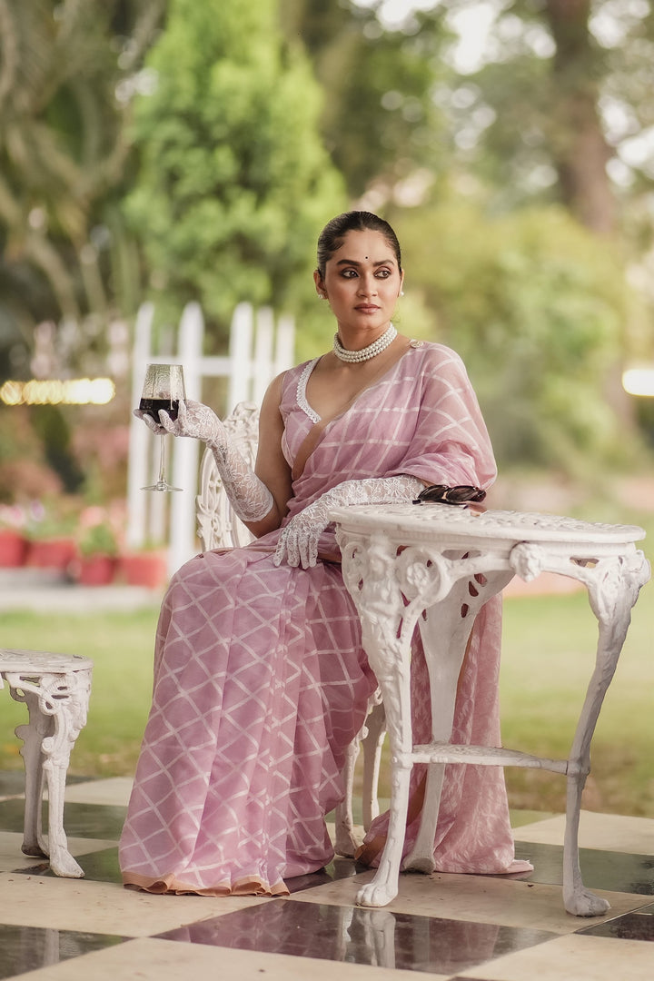 Elysian Pastel Pink Jamdani Saree
