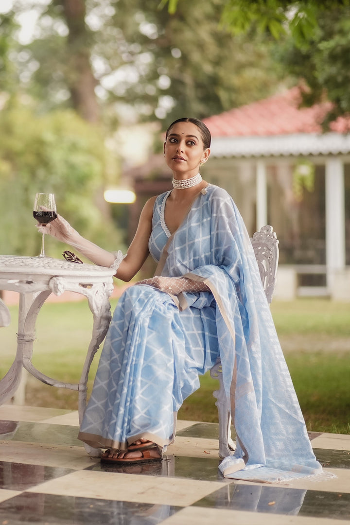 Elysian Pastel Sky Jamdani Saree