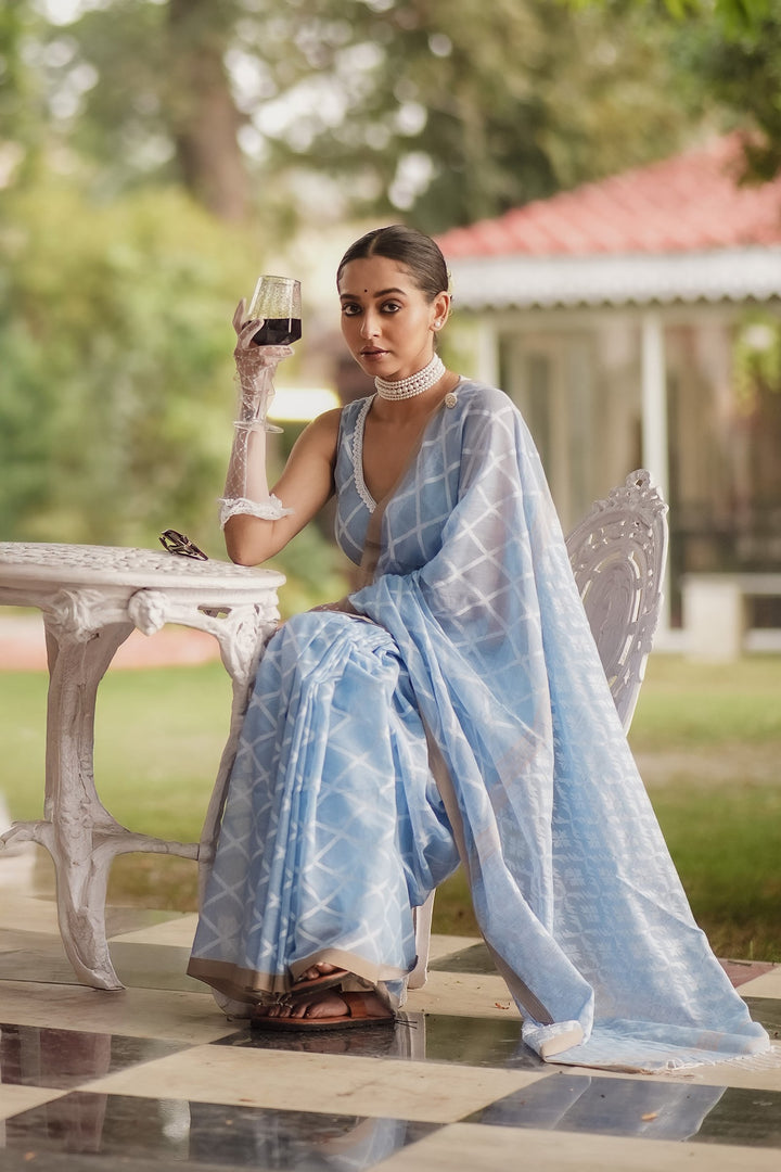 Elysian Pastel Sky Jamdani Saree