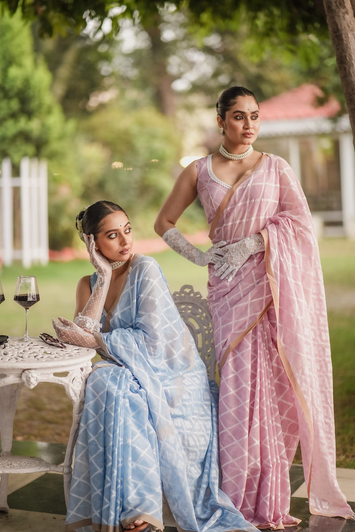 Elysian Pastel Pink Jamdani Saree