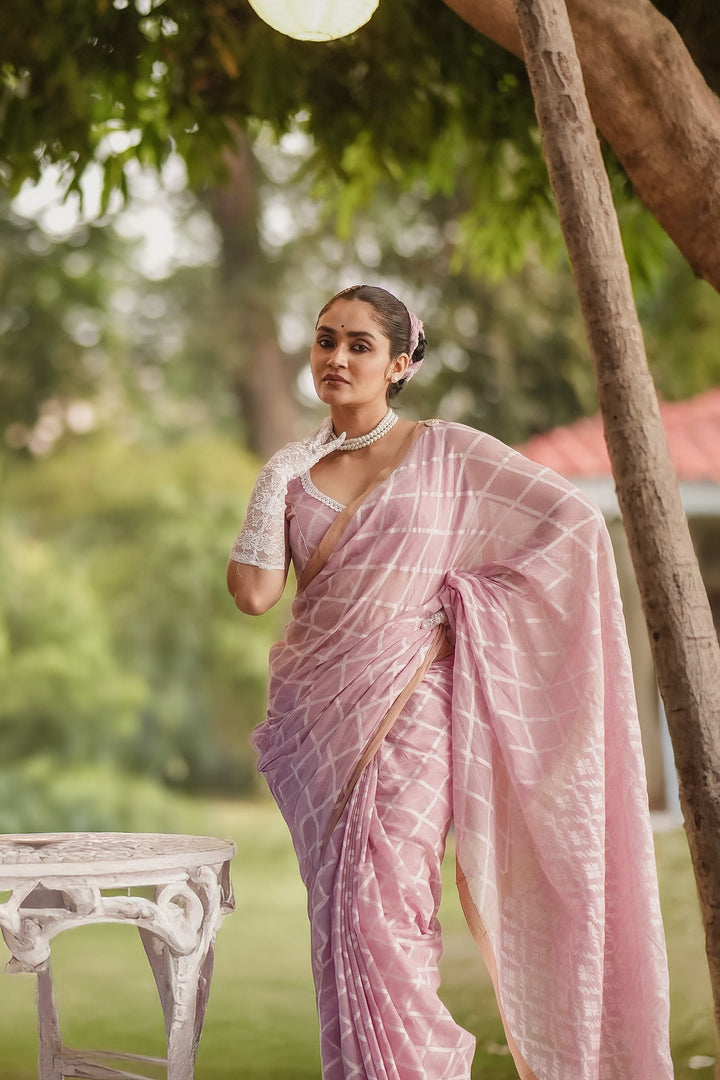 Elysian Pastel Pink Jamdani Saree