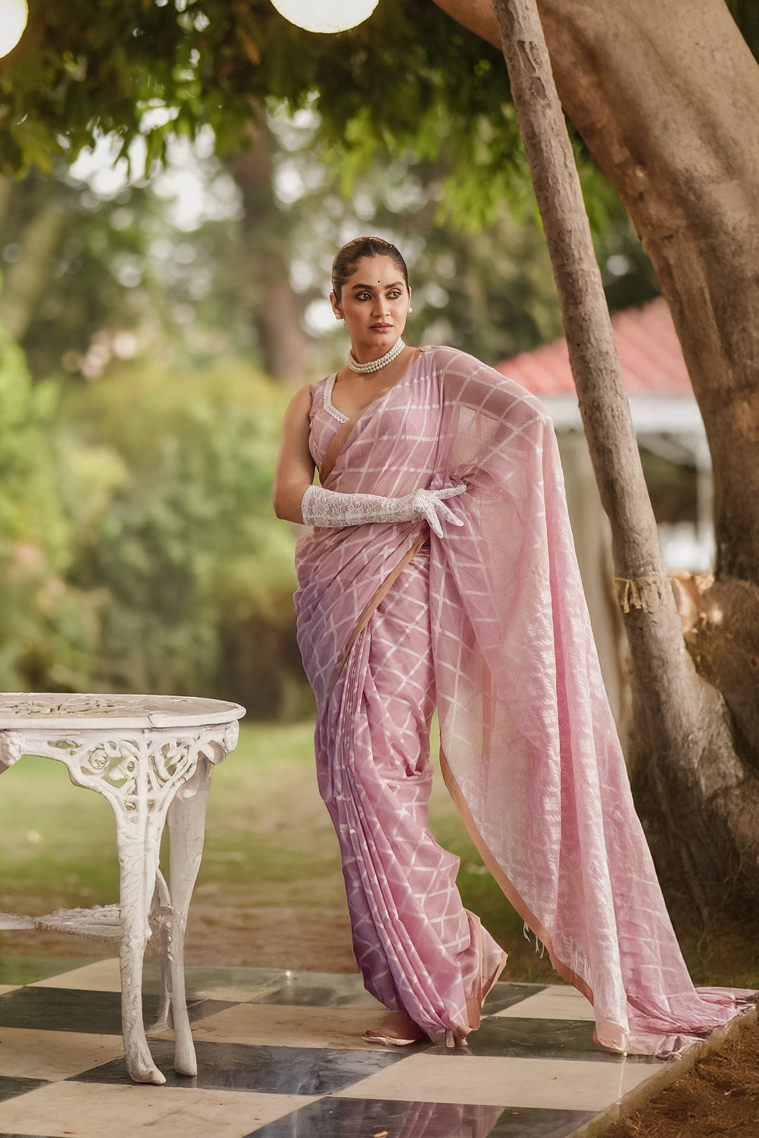 Elysian Pastel Pink Jamdani Saree