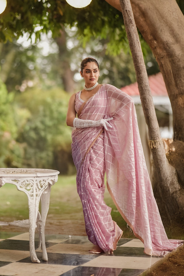 Elysian Pastel Pink Jamdani Saree