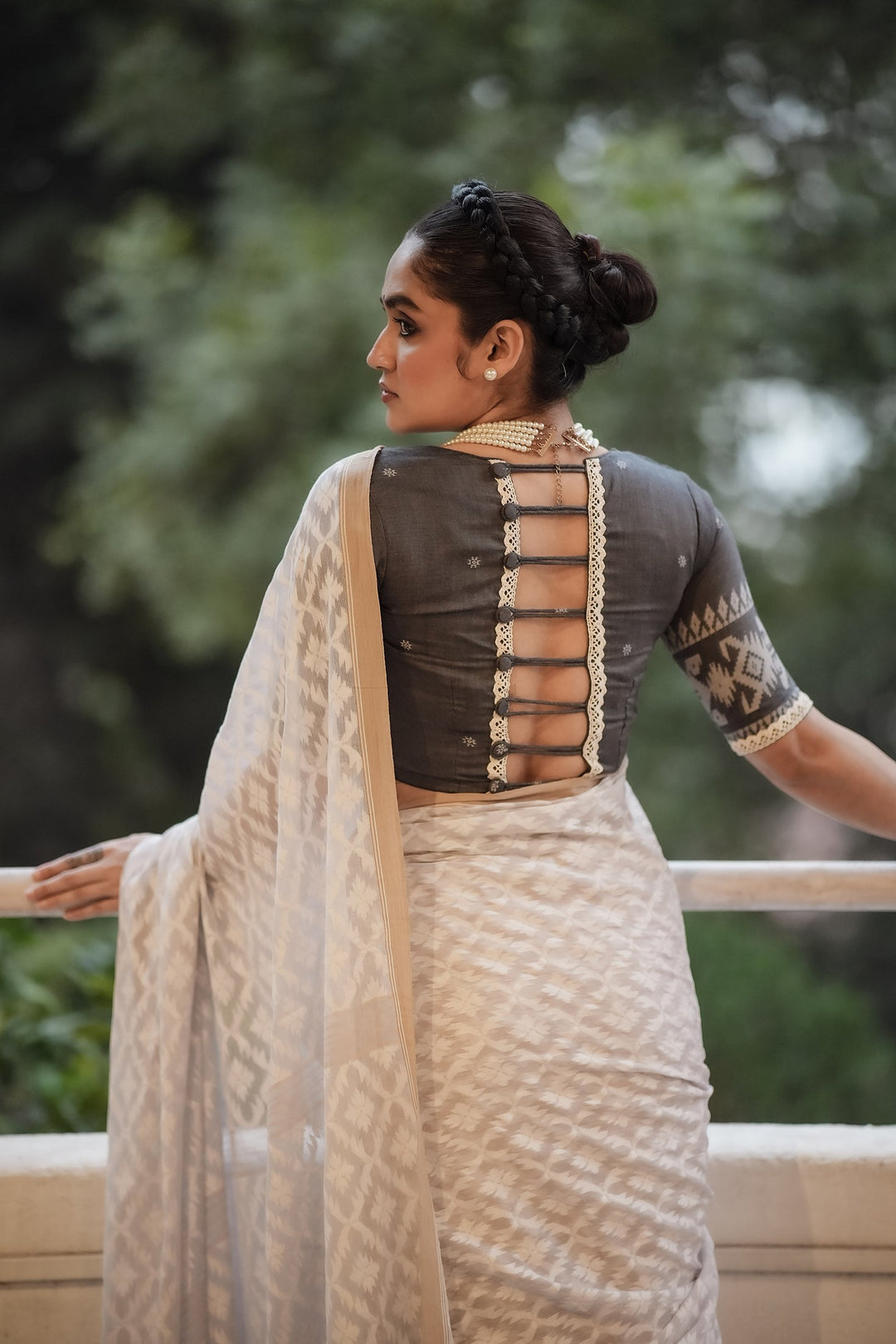 Pearl White Jamdani Saree