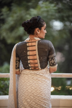 Cocktail Pearl Grey Jamdani Blouse
