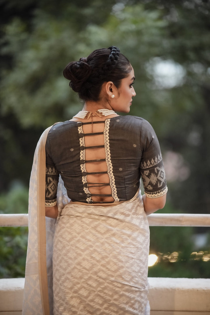Pearl White Jamdani Saree