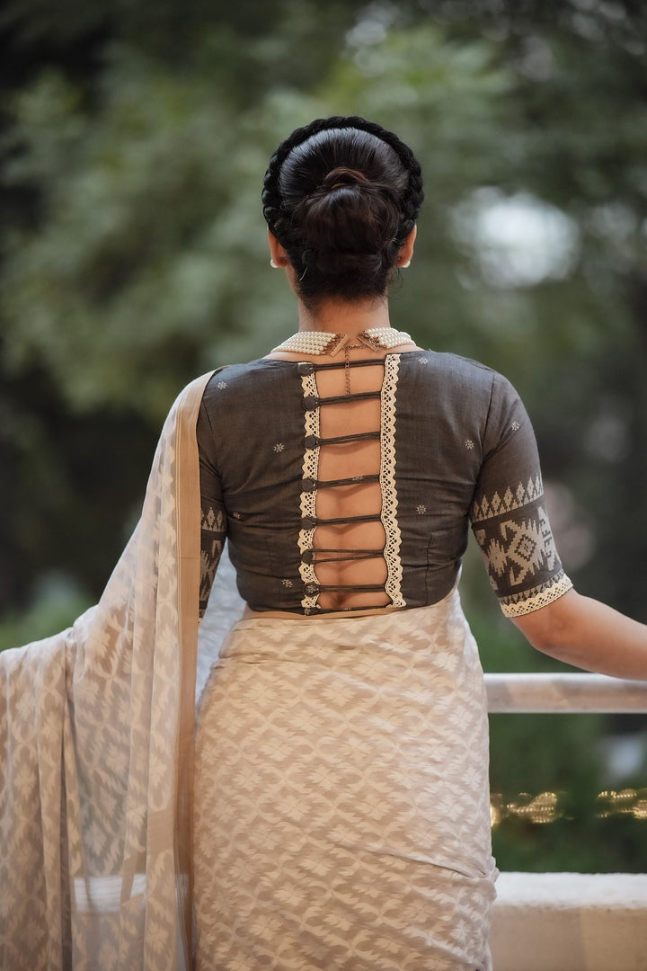 Pearl White Jamdani Saree