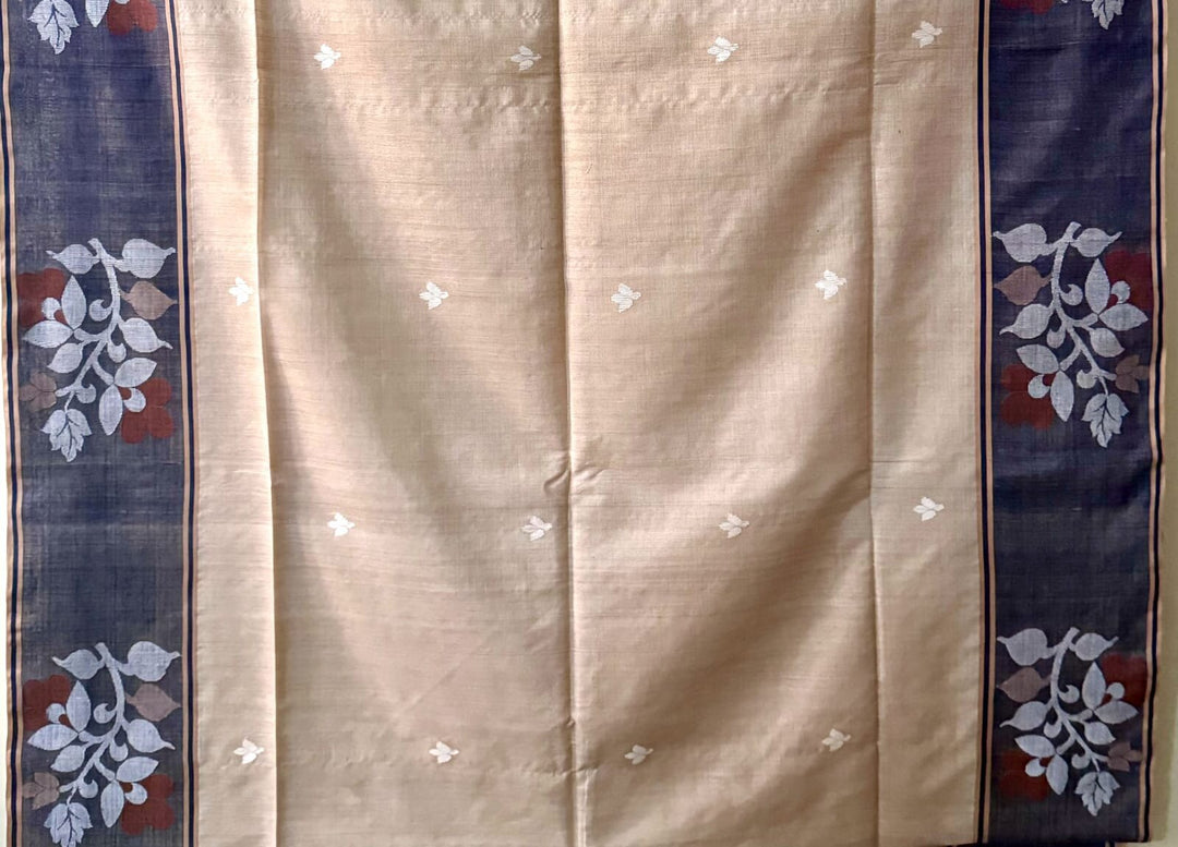 Azure Blossom Tussar Jamdani Saree