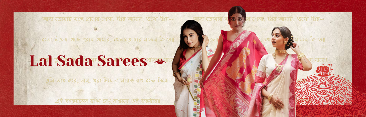 The Quintessential Lal Par Sada Saree Jamdani