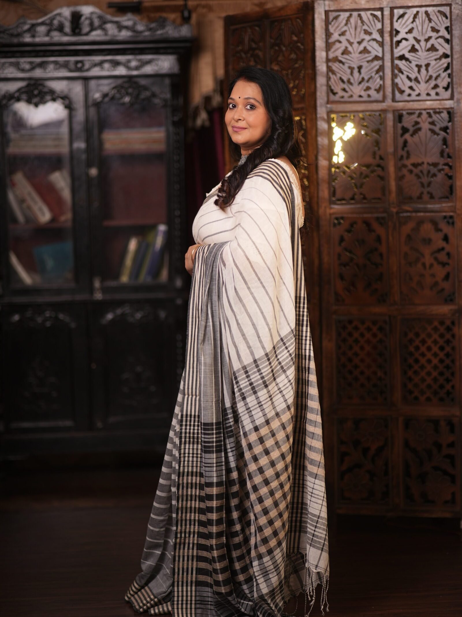 Checkmate - Bengali Handloom Cotton Saree