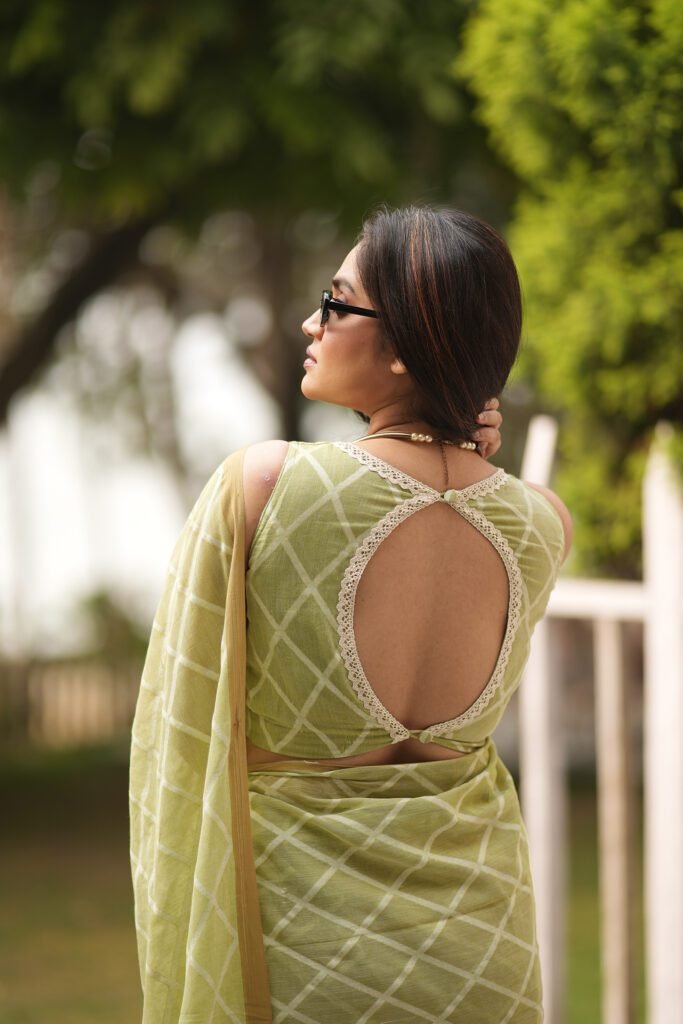 Green - Rangoli Jamdani Cotton Blouse Piece