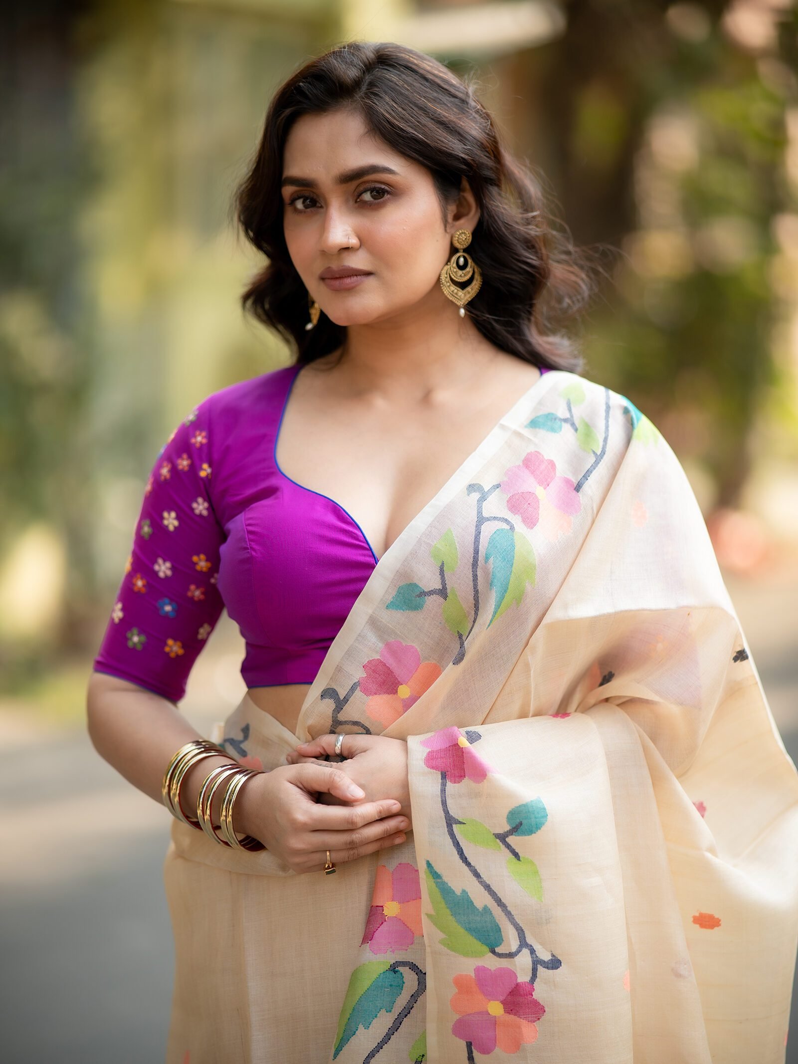 Rani Phul Kantha Embroidery Silk Blouse